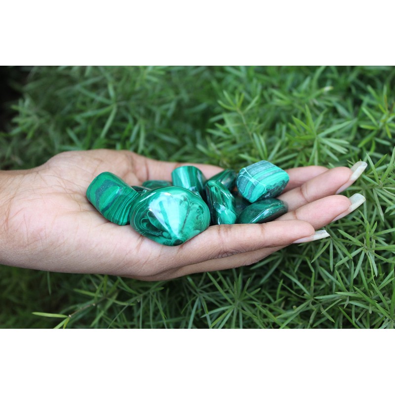 Prajet Crystal Natural Malachite Tumbled Stones 100 Grams Polished 0.75–1