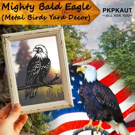 PKPKAUT Metal Birds Yard Decor for Outdoor, Metal Yard Art Outdoor and Garden Decorations, Unique Yard Decorations Outdoor Metal Bird, Metal Bald Eagle Outdoor Decor Gifts for Women