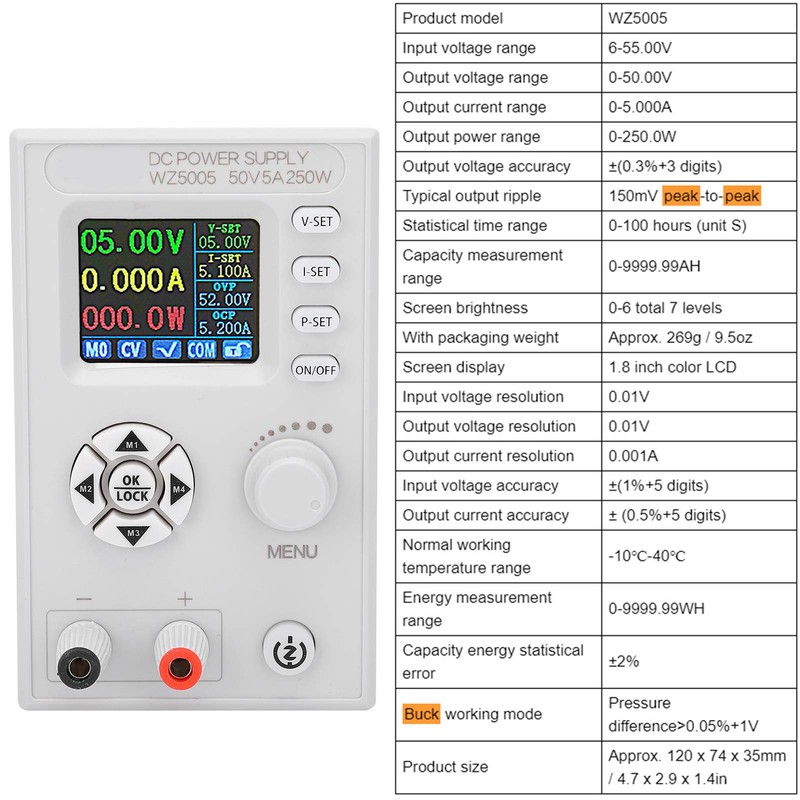 Walfront Fuente de Alimentación Variable de Wz5005 Fuente de Alimentación