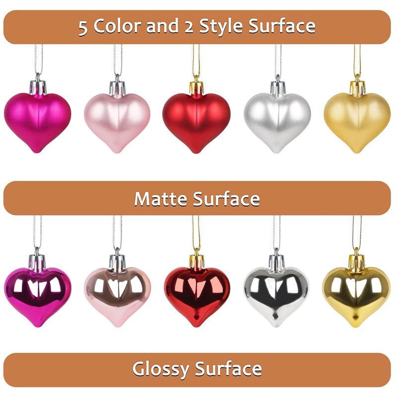 Liitrton 15 PCS Heart Shaped Decorations for Christmas Tree Party