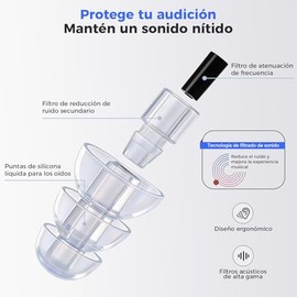 Tapones Auditivos para Músico, Protección Auditiva Certificada, SNR 26 dB | Transparente Tapone Oidos de Silicona + Almacenamiento, Conciertos y Festi