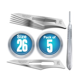 Surgical Blade No 26, Carbon Steel, Non Sterile, Pack of 5 with Holder No 4 SM265PK+4X1