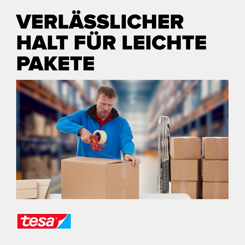 tesapack Strong - Geräuscharmes Paketklebeband zum Verpacken von Paketen und