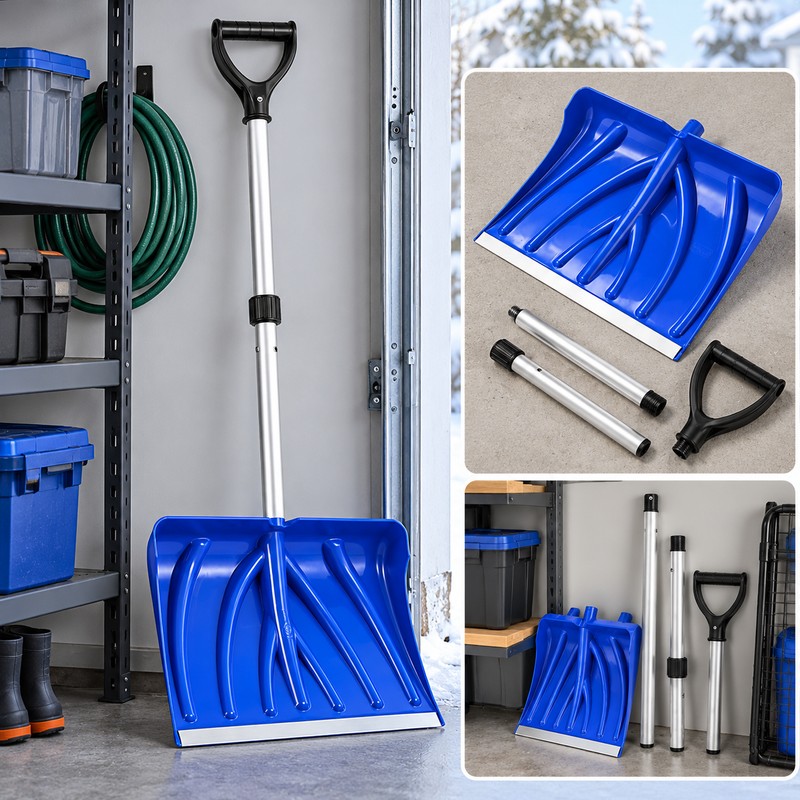 18-Inch Snow Shovel for Driveways and Walkways – Adjustable Aluminum