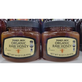 Trader Joe Organic Raw Grade A Honey 16oz 454g (Two Jars)