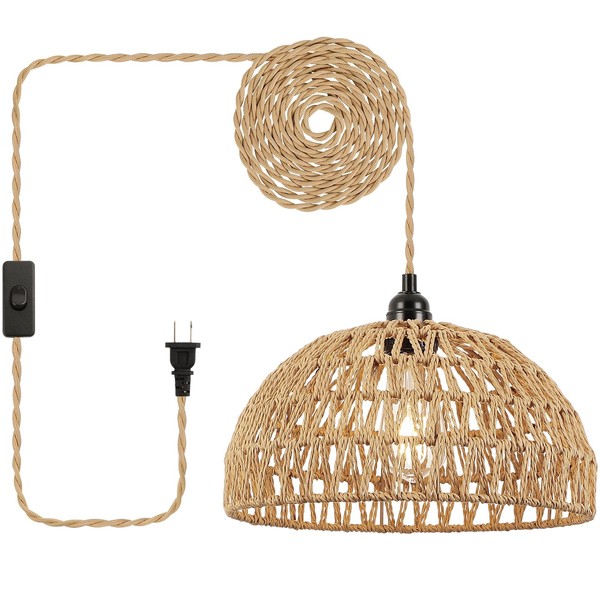 foucasal Plug in Pendant Light Fixture Hanging Lights with Plug