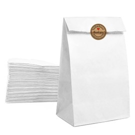 Paper Lunch Bags 100 Count Large White Lunch Bags White Paper Bags 8LB White Lunch Sacks Strong for Small Business