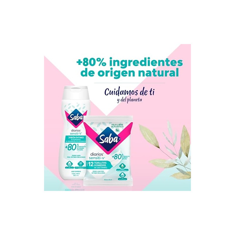 Saba Toallitas Húmedas Sensiti-v para uso íntimo, 12 piezas