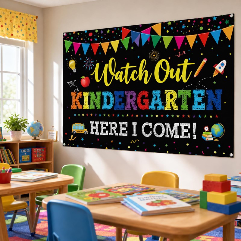 Welcome Back to School Banner,Look Out Kindergarten Here I Come