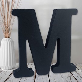 AOCEAN 6 inch Black Wood Letters Unfinished Wood Letters for Wall Decor Decorative Standing Letters Slices Sign Board Decoration for Craft Home Party Projects (M)