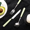 Koythin 3-Piece Cutlery Set, Stainless Steel Flatware Sets with Green