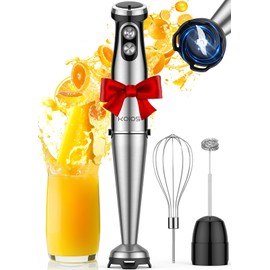 KOIOS Immersion Blender, 1000W Anti-scratch 3-in-1 Hand Blender, Upgraded 12 Speed Stainless Steel Blade Stick Blender with Turbo Mode, Whisk and Milk Frother, Non-BPA, Green