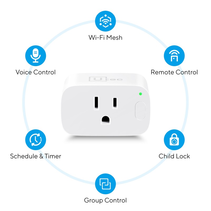 UTEC Smart Plug, Wi-Fi Mesh Outlet, 15A Ultra Efficient Smart
