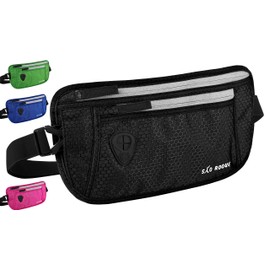 SAO ROQUE ® Bum Bag for Men and Women, Passport Case, Belt Bag, Travel Gadgets with RFID Blocker, Hip Bag, Stylish, Money Belt, Flat, Black (S), money belt