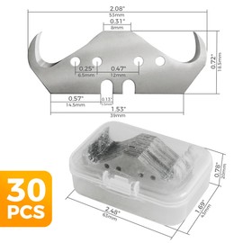 30PCS Utility Hook Blades, SK5 Carbon Steel Super Big Hook Trimming Blades, Safety Horn Knife Blade for Wallpaper, Cutting Carpets, Roofing, Industry Materials