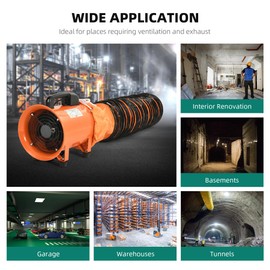 YITAHOME Exhaust Fan - 8 Inch High Velocity Extractor with 16FT Ventilator Duct Hose for Industrial, Paint Booth