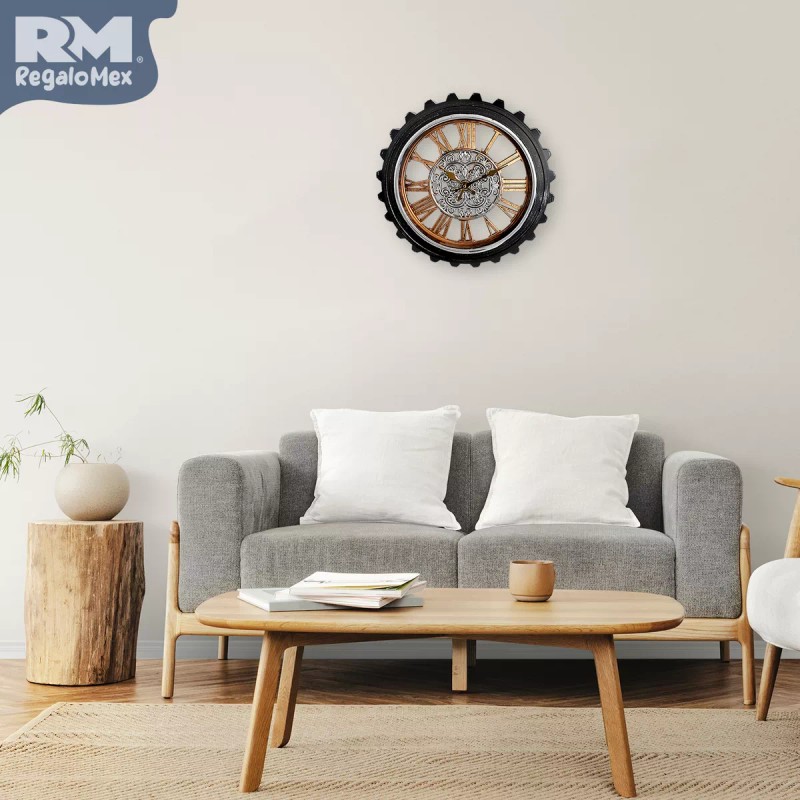 Rm Regalomex Reloj Análogo De Pared Forma Engrane 44 Centímetros