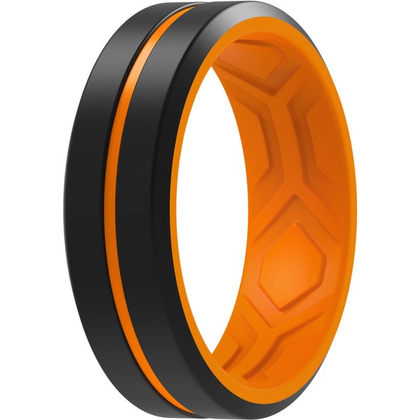 ThunderFit Silicone Wedding Rings for Men, Bevelled Breathable 2 Layers