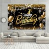 Black and Gold Happy Birthday Backdrop Black Gold Birthday Photography
