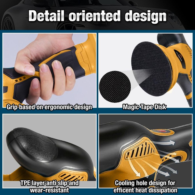 Darkboom Cordless Buffer Polisher 6 inch with 2Pcs 2.0Ah Rechargeable