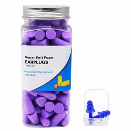60 pares de Tapones para los oídos a prueba de ruidos, suaves y cómodas, Reducción de Ruido de 36dB, Reutilizables, Tapones oídos de espuma de calidad para dormir, viajes, música, protección auditiva