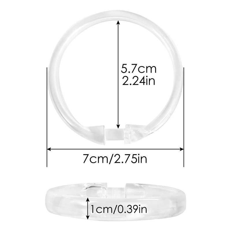 Qulable Shower Curtain Rings-12 Pack- Plastic Curtain O Rings Hook