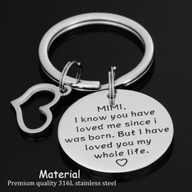AHAETH Mimi Keychain Gifts for Women Best Mimi ever Keychains for Mimis Ornament Jewelry for Mimi Keychain