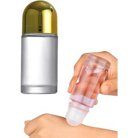 50ml Glass Essential Oil Roller Bottles,Empty Roller Bottles with Plastic Roller Ball,Leak-Proof Roller Ball Bottles with Lid For Essential Oils Perfume Cosmetics (Gold)