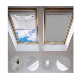 Johgee Roof Window Roller Blind, Thermal Sun Protection, Silver Coating, Blackout Roller Blind for Skylights GGU GGL GPU GPL GHU GHL GTU GTL GXU GXL (No Drilling with Suction Cups, Size 60 x 93 cm