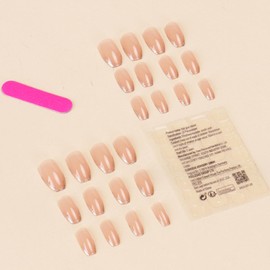 Hkanlre Bling Coffin Press on Nails Fake Nails Tips Full Cover Medium False Gradient Nails for Women and Girls 24PCS (Gold pink)