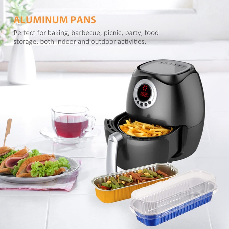 Yardwe Blue Aluminum Foil Mini Loaf Pans with Lids, 20