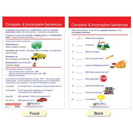 NewPath Learning Usage: Sentences & Grammar Rules Bulletin Board Charts, Set/7 - Laminated, Double-Sided, Full-Color, 12" x 18" (92-4502)