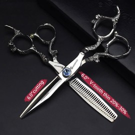 Hairdresser Professional 6 Inch - 7 Inch High-End JP440c Hairdressing Scissors Suit Hairstyle Tools Hair Scissors Set (6 Inch 2PC-B)