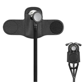 Fokmuaex Premium Leather Stethoscope Waist Clip with Adjustable Buckle - Lightweight Medical Belt Holder Suitable for Doctors/Nurses/First Responders. (Black)