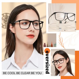 MARE AZZURO Oversized Reading Glasses 5.0+ Women Lightweight Large Square Readers 1.00 1.25 1.50 1.75 2.00 2.25 2.50 2.75 3.00 3.50 4.00 5.00 6.00 (Black, 5.0)