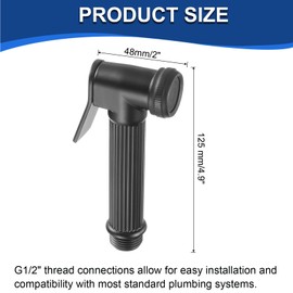 sourcing map Handheld Bidet Sprayer for Toilet, Metal Bathroom Sprayer Kit Adjustable Water Pressure Control for Kitchen Bathroom Toilet Flushing Washing, Black