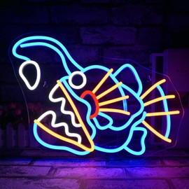 WEDXIXI Fishing Neon Sign Dimmable Blue Fish Neon Signs for Wall Decor LED USB Powered Neon Light Sign for Fishing Gear Store Yacht Bedroom Scared Restaurant Man Cave Decoration Birthday Gifts