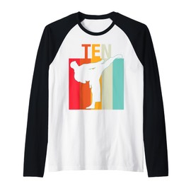 10th Birthday Gifts Karate Retro Taekwondo Martial Arts Boy Raglan Baseball Tee