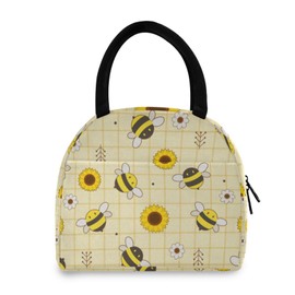 Lunch Bag Insulated Lunchbox Handbag Tote Bags Cute Bee and Sunflower Reusable Cooler Containers Organizer School Outdoor for Women Men Girls Boys Kids