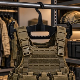 Heavy Duty Tactical Vest Hanger for Hunting & Outdoor Gear – Multi-Functional Black Storage Rack for Diving, Paintball & Airsoft Equipment