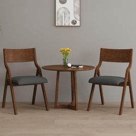 Ball & Cast Upholstered Folding Chairs Set of 2,with Padded Cushion and Solid Wood Frame for Dining Room and Office,Indoor and Outdoor Events,Dark Grey+Walnut