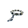 black and silver elastic bracelet bead mala Buddhist meditation letter