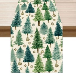 XCHI Winter Christmas Tree Xmas Table Runner Table Decoration for Party Home Kitchen Dining Holiday Decor 13x72 Inch