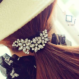 Yheakne Boho Crystal Hair Clip Pin Silver Cz Rhinestone Hair Pin Barrette Vintage Hair Barrette Pins Decorative Bobby Pin Shine Cz Hairclip Crystal Bride Hair Accessories for Women and Girls