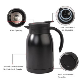 27 oz Coffee Carafe 304 Stainless Steel/Double Walled Vacuum Insulated Thermal Carafe with Press Button Top,12+ Hrs Heat Retention,for Keeping Hot Coffee,Tea,Beverage (Black)