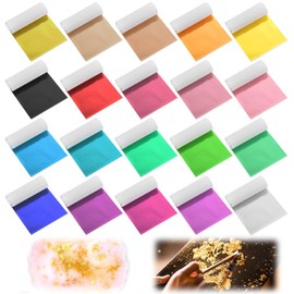 Piriuuo 100 Sheets Gold Leaf Sheets for Art, 20 Colors Gold Foil Sheet Imitation Golds Foil Paper for DIY Art Decoration, Nails, Handicrafts, Bronzing, Furniture, Painting, Resin (3.15 X 3.35 in)