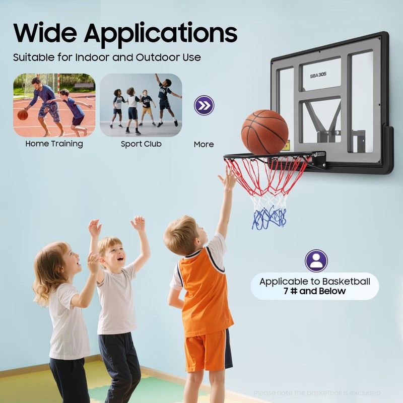 DYRABREST Wall Mounted Basketball Hoop, Heavy-Duty Backboard with Spring Rim