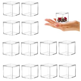 DIFEIUKI Acrylic Box, Set of 12, Candy Box, Divided Storage Case with Lid, Display Case, Mini Gift Box, Acrylic Case, Classification Parts, Bead Storage, Accessory Case, Multi-functional, Candy Box