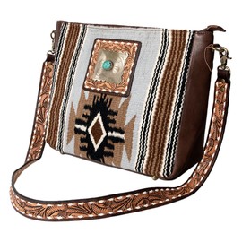 American Darling Messenger Hand Tooled Saddle Blanket Genuine Leather Western Women Bag Handbag Purse | Cute