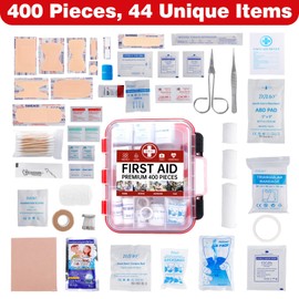 TLIEAO 400 Pieces All-Purpose First Aid Kit - Organized Dual-Layer Wall - Professional Medical Kit for Home, Car, Camping, Travel, Office, Outdoor, Business & Sports